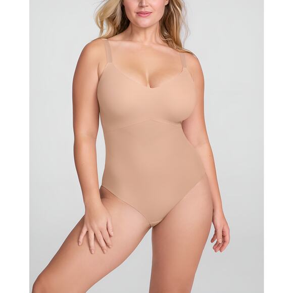 Honeylove LiftWear Cami Bodysuit Shapewear Body Shaper Tummy Control Sand L FLAW - Picture 1 of 13